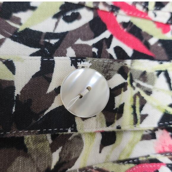 CJ Banks Multicolor Floral Print Linen Lightweight Jacket Oversized Button W SM - Picture 10 of 12